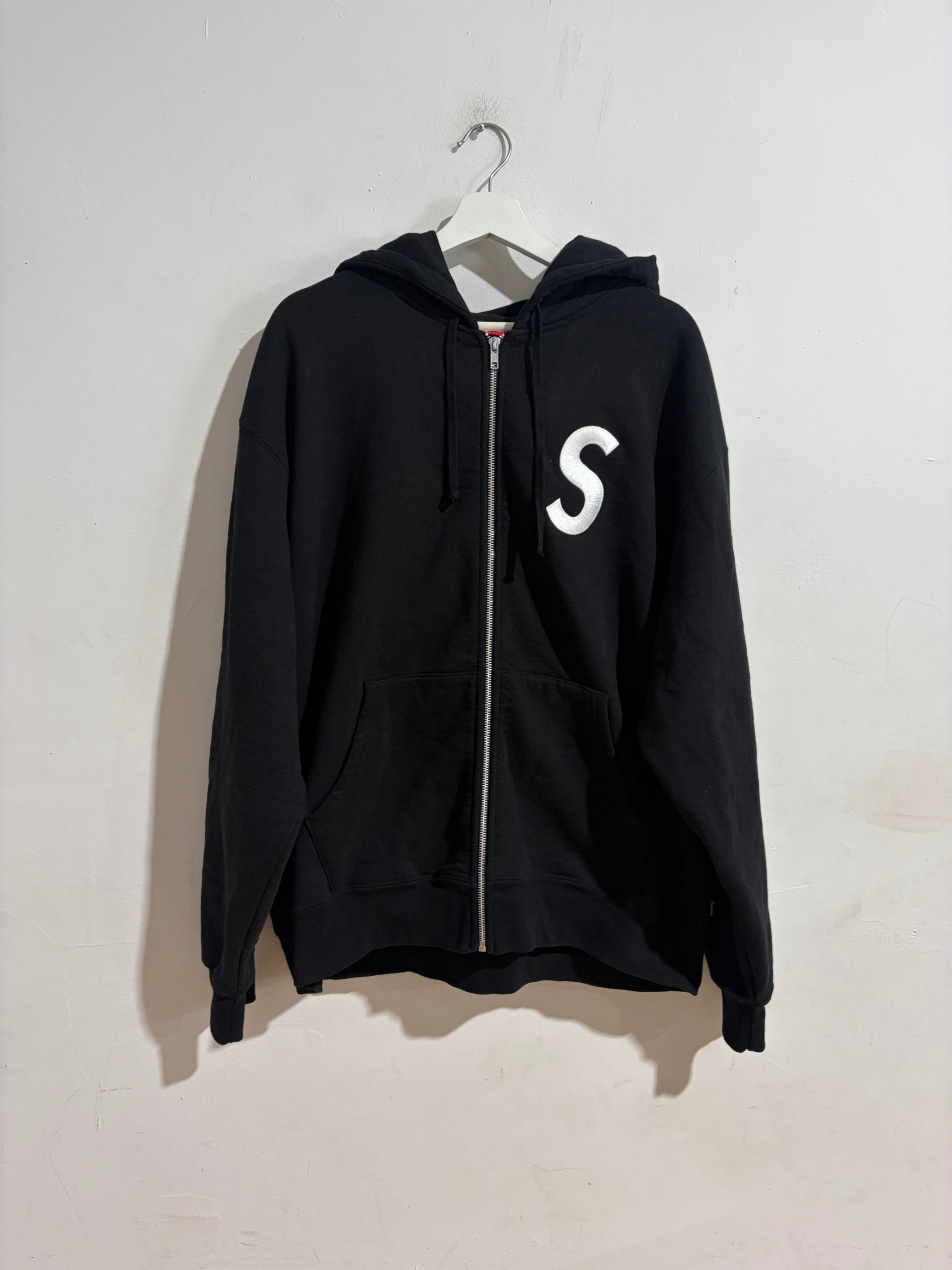 SUPREME S LOGO ZIP UP HOODED SWEATSHIRT FW24 'BLACK' SIZE XL