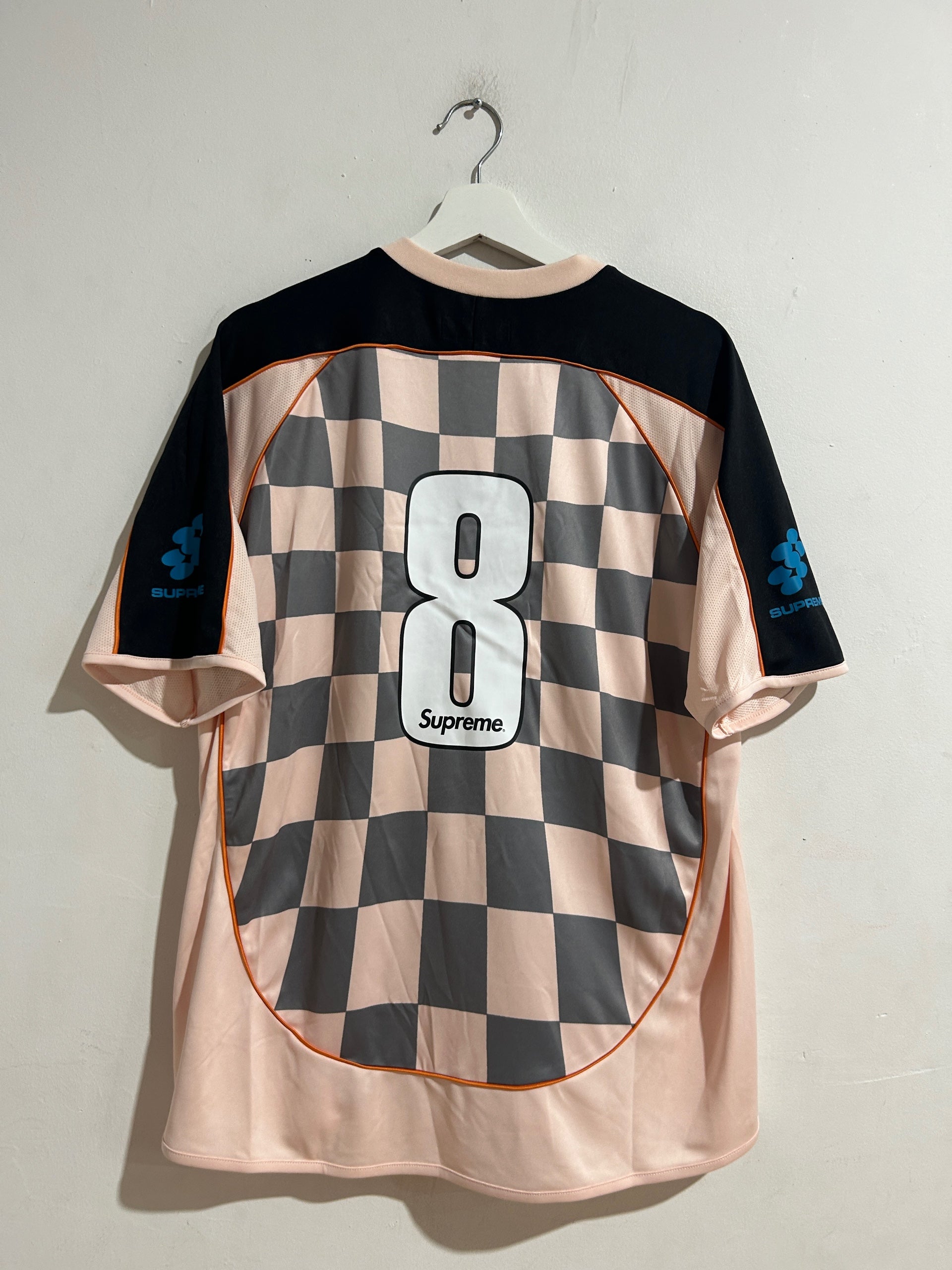 SUPREME PINK CHECKERBOARD SOCCER JERSEY SIZE MEDIUM NEW | dva percent